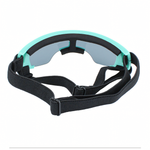 Goggles with a black strap on a white background