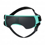 A pair of gaming or VR-style goggles with a mint green frame, dark lenses, and an adjustable black elastic strap, shown on a solid white background.