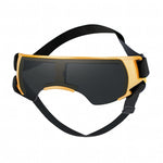 Black sleep mask with gold frame on a white background