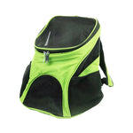A bright lime green and black mesh pet carrier backpack with a zippered top and side pockets, shown on a plain white background.